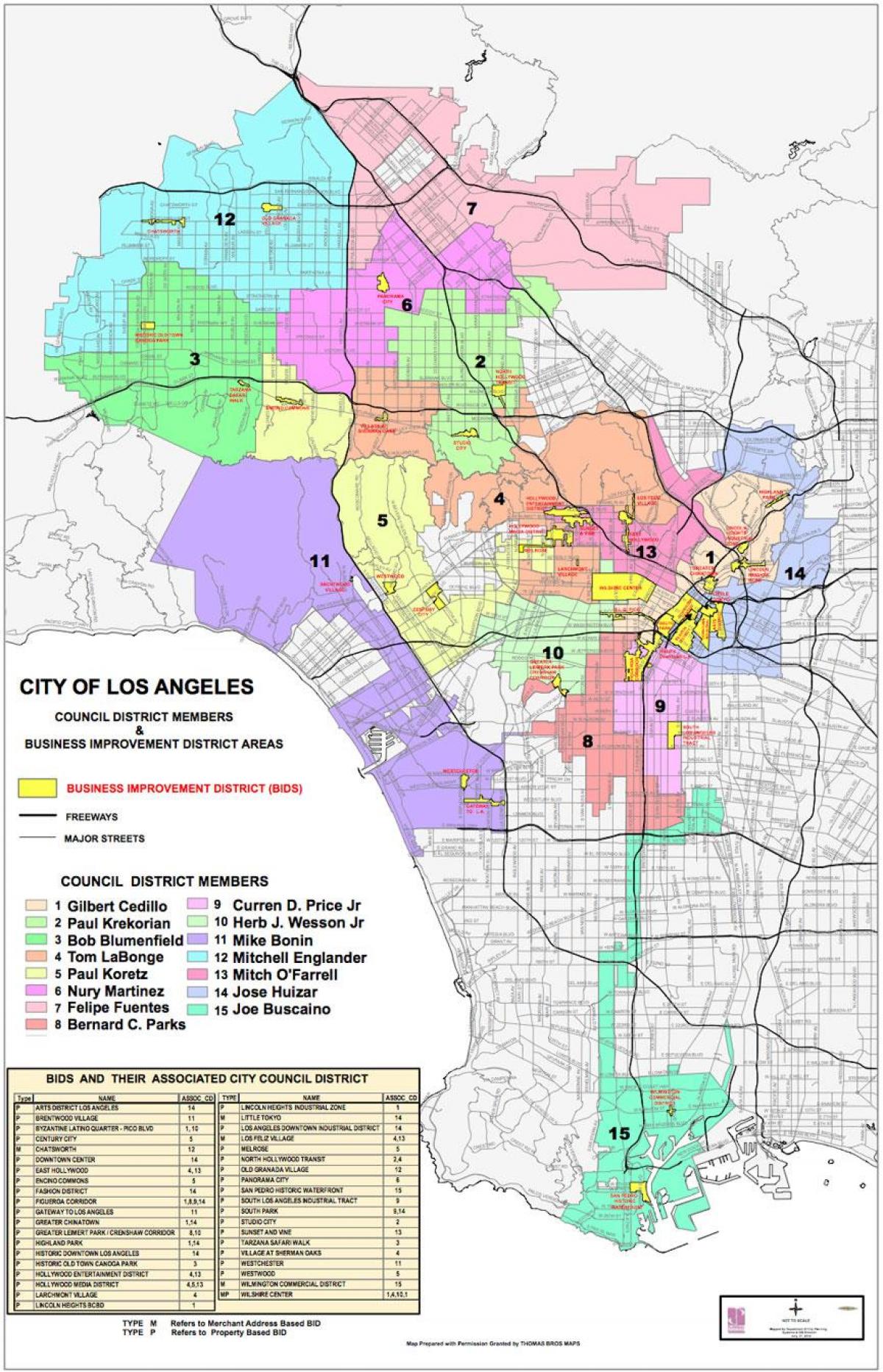 Los Angeles ajuntament de districte mapa Los Angeles consell de